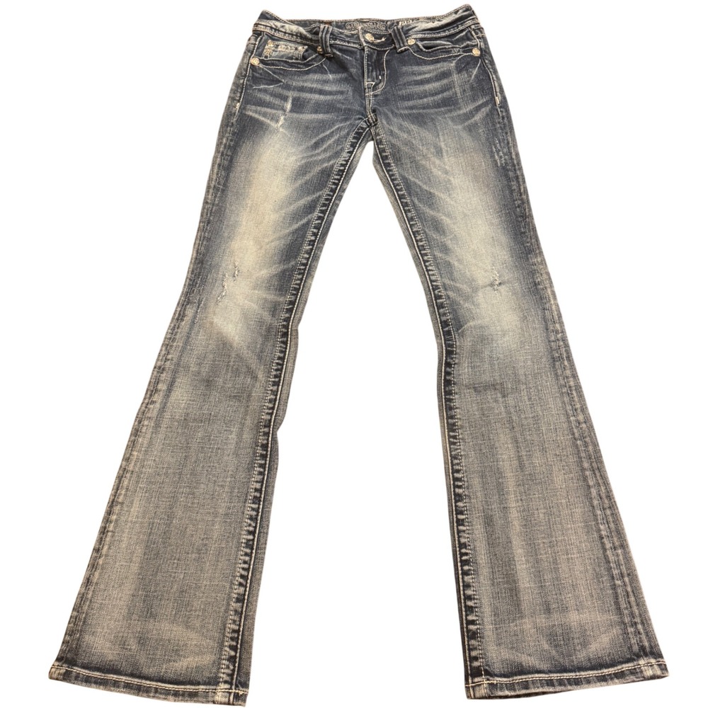 Miss Me JW5416B Embroidered Studded Bootcut Jeans Medium Wash 28x34